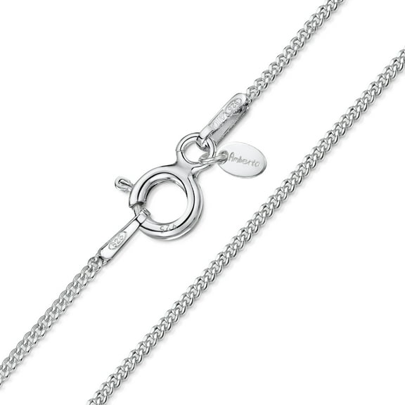 Amberta 925 Sterling Silver 1.1 mm Curb Chain Necklace Length 14" inch / 36 cm (14)