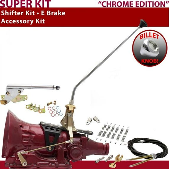 American Shifter 4L60 Shifter Kit Chrome 23 in. E Brake Cable Clamp Clevis for F420A