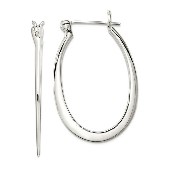 925 Sterling Silver Polished Hinged post Hoop Earrings 32x20mm Wide Hoop Earring for Women