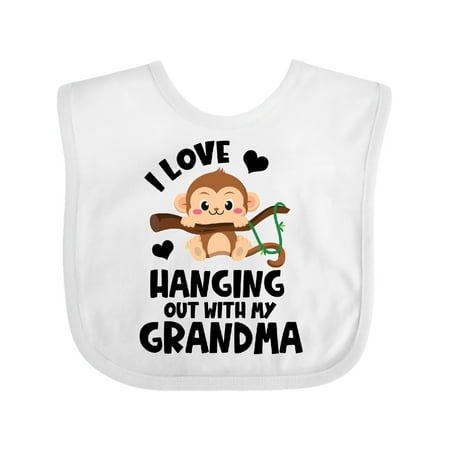 

Inktastic Monkey I Love Hanging out with My Grandma Gift Baby Boy or Baby Girl Bib