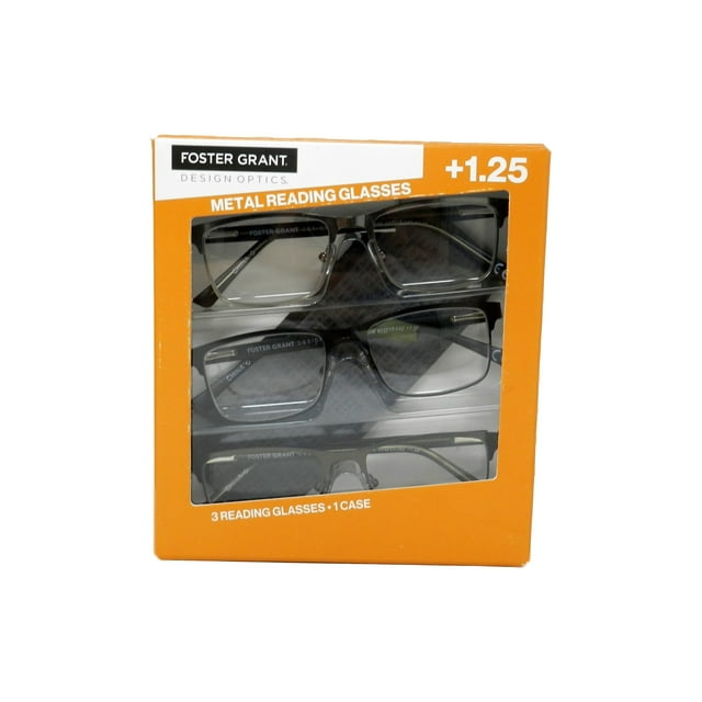 Design Optics By Foster Grant Lunettes de Lecture en Métal +1.25 3 Unités