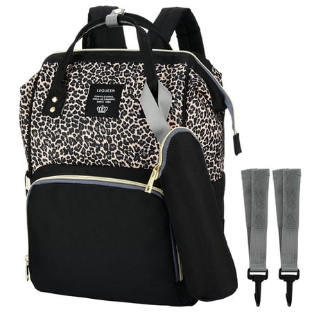 Vbiger Changing Pad Included Adjustable Shoulder Strap Insulated Zipper Pocket Easy to Clean Backpack Diaper Bag, Leopard