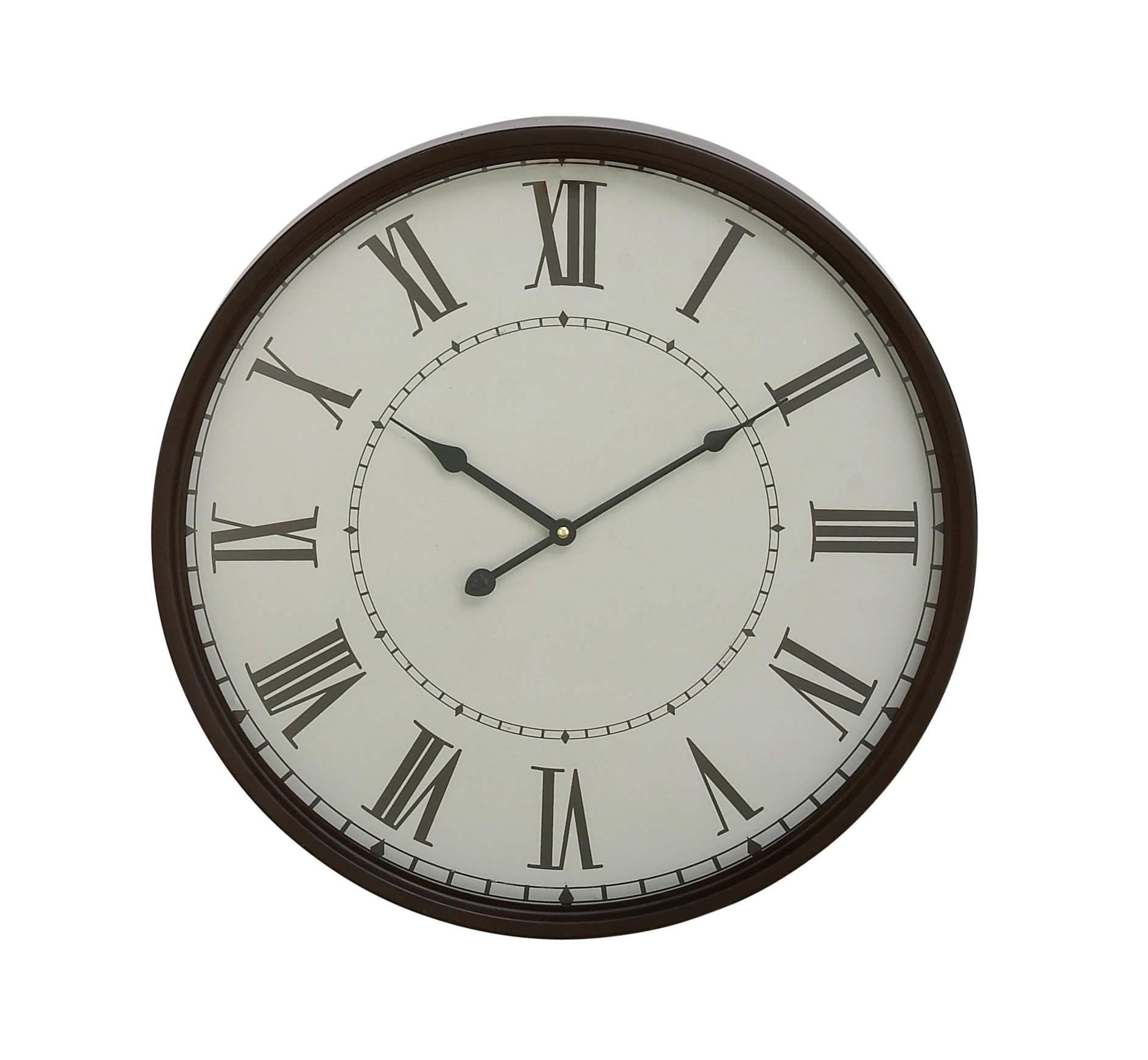 Metal Wall Clock 20"D, Black, White