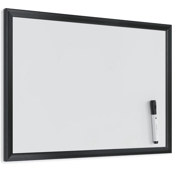 Magnetic Dry Erase Board White Board, 24" x 18" Inches, Black Wood Frame