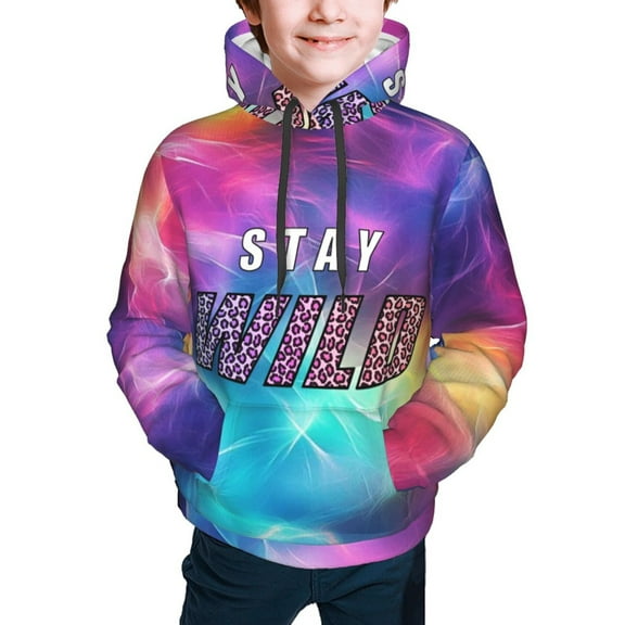 Ben Azelart Stay Wild Hoodies Pullover For Boys Girls 3d Printed Hooded Sweatshirt Long Sleeves Small
