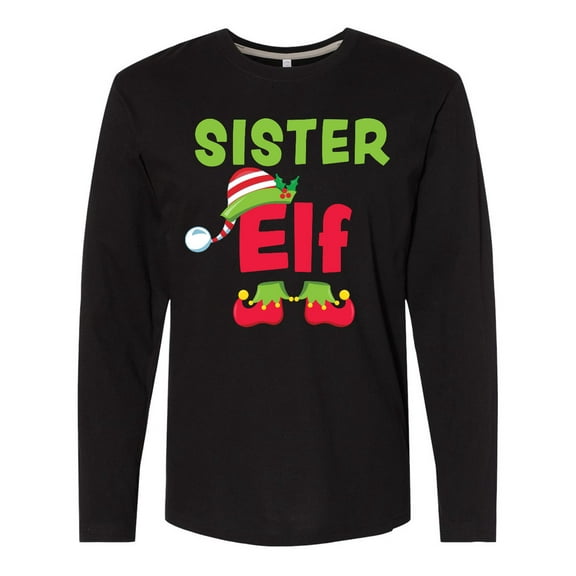 Inktastic Christmas Sister Elf Long Sleeve T-Shirt