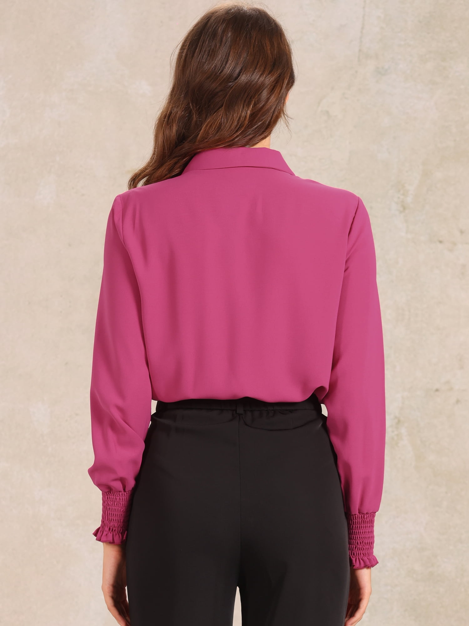 DARING DIVA Leotard Shirt Collared Dressy Bodysuit Top M Fuschia