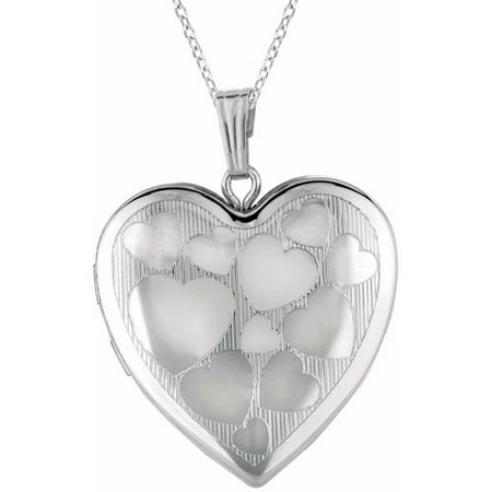 Sterling Silver Heart-Shaped with Hearts Locket