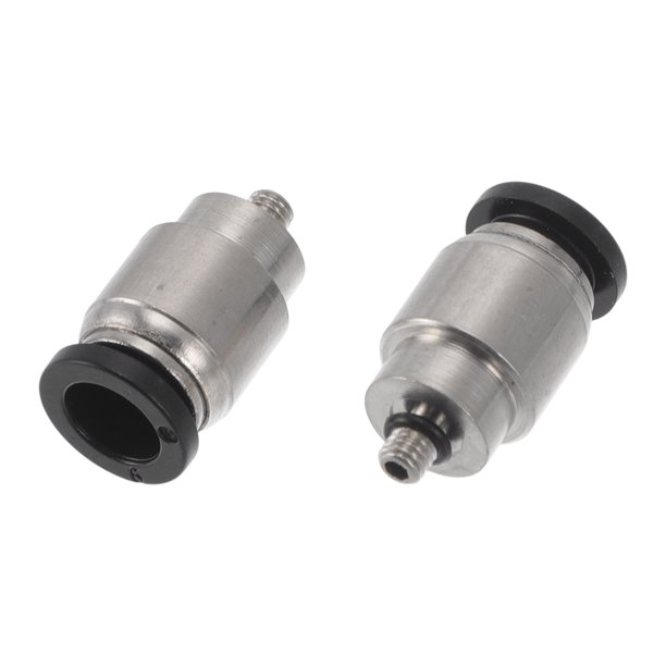 Conectores de aire Push para ajustes únicos de Bargains 15/64" Conector neumático de inserción de plástico y metal M3 2 piezas tono negro y plata