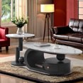thumbnail image 5 of Coffee Table Set of 2,Black Coffee Table and Side Table Sets with Faux Marble Top and Drawer, 5 of 9