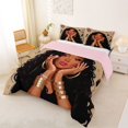 thumbnail image 2 of Castle Fairy Glam Black Woman Full Size Comforter Sets 3-Piece,Makeup Print Bedding Comforter Set,Brown Pink,Grey Reversible,1 Comforter and 2 Pillowcases, 2 of 6