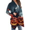 thumbnail image 4 of Nmnitkp Women's Halloween Pumpkin Cardigan Long Sleeve Open Front Knit Outwear Over Coats Plus Size Knit Sweater Top Multicolor,L, 4 of 6