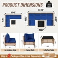 thumbnail image 3 of MOLIBYME 7 Pcs Outdoor Patio Furniture Set, Modular Outdoor Sectional Wicker Conversation Set, Rattan Sofa Set with Glass Table and Washable Cushion Covers, Blue Cushion, 3 of 8