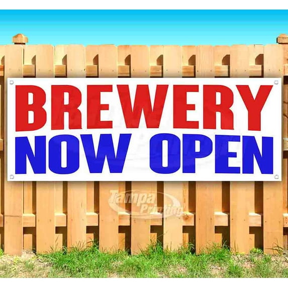 Brewery Now Open 13 oz Vinyl Banner With Metal Grommets