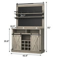 thumbnail image 4 of 75" Farmhouse Coffee Bar Cabinet with Sliding Barn Doors, Storage Buffet Sideboard with Adjustable Shelves, Coffee Station Hutch for Dining Room, Kitchen, 4 of 10