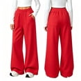 thumbnail image 3 of Taqqpue Boys Girls Wide Leg Sweatpants Loose Fit Solid Color Athletic Joggers Pants Fall Winter Keep Warm Fleece Workout Straight Wide Leg Baggy Pants with Pockets for Kids 5-15 Years, 3 of 10