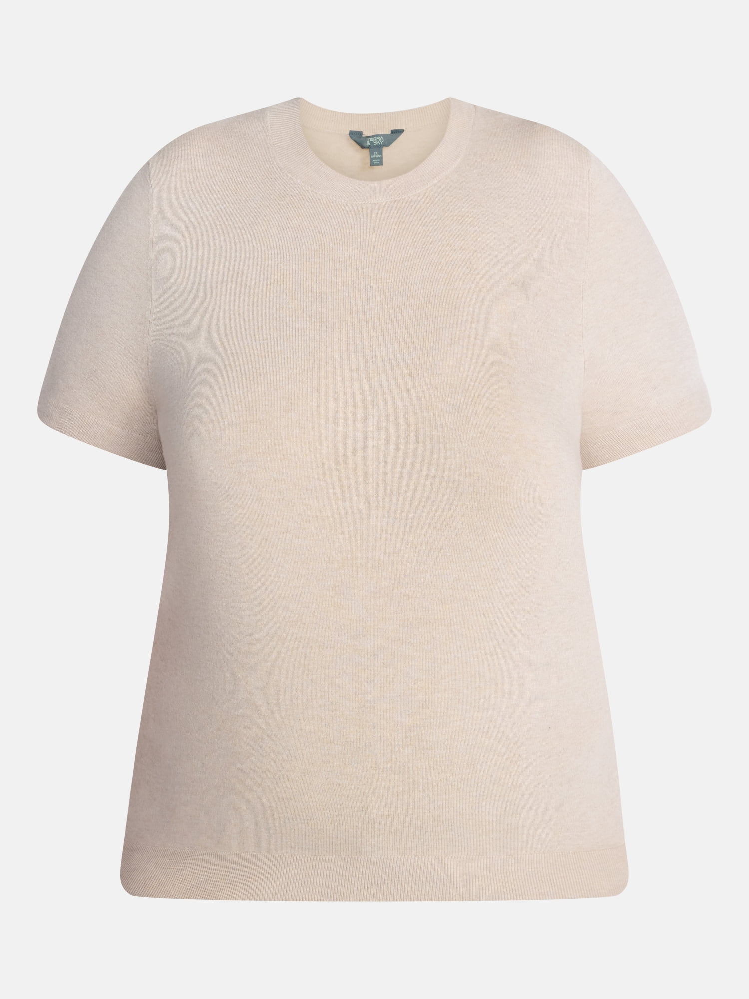 Terra & Sky Women's Plus Sweater Top with Short Sleeves, Lightweight, Sizes 0X-5X