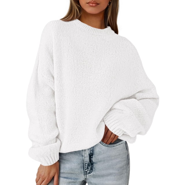 Suéter PRETTYGARDEN Oversized Otoño Invierno Blanco Mediano