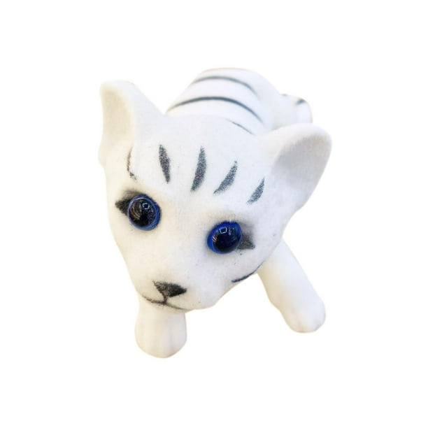 Adorno de gato que asiente con la cabeza para decoración de coche, manualidades creativas, regalo, animal decorativo en movimiento Blanco