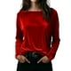 thumbnail image 2 of Karight Velvet Tops for Women Long Sleeve Crew Neck Tshirts Casual Loose Fit Tunic Blouses Elegant Party Dressy Outfits, 2 of 5