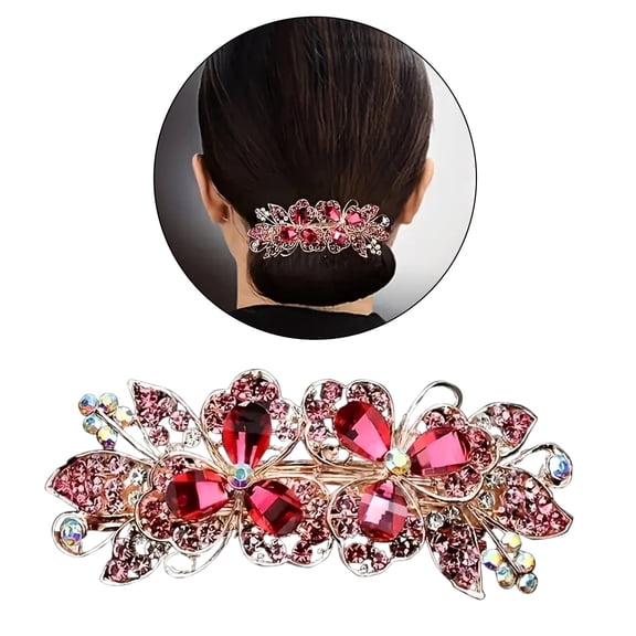 Butterfly Hair Clips,Luxury Jewelry Flower Hair Accessories,Rhinestone Hair Clips 2pcs,Snap Hair Clip for Women Girls Hair Clips,Pink And Blue