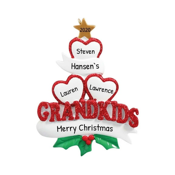 Personalized Grandparents Christmas Ornament 2024 3 Grandkids Name 1 Count - Ornaments by Elves
