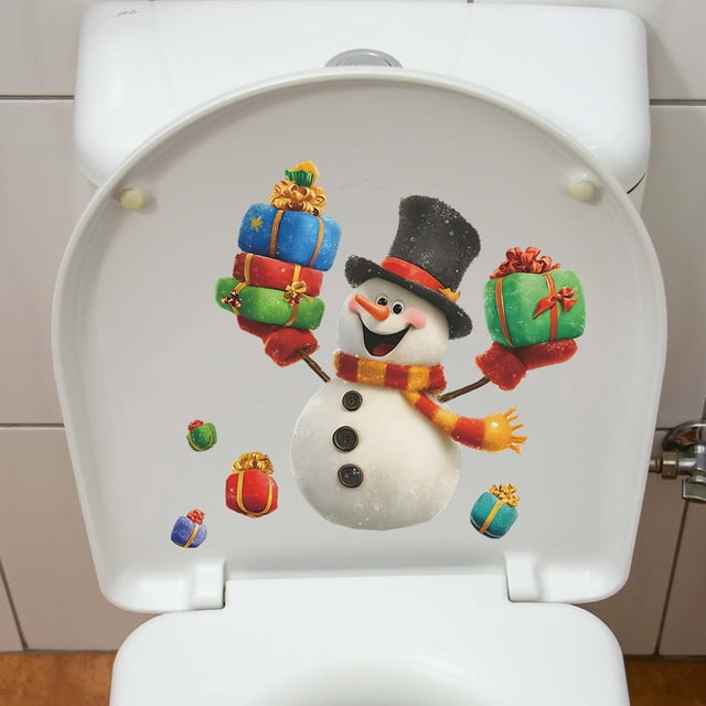 Pegatinas coloridas y divertidas para decorar y embellecer el baño con regalos de muñeco de nieve.