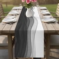 thumbnail image 4 of Ombre Waves Table Runner - 36 Inch Long Abstract Art Gradient Black Modern Cotton and Linen Blended Dress Scarves Farmhouse Table Runner for Kitchen Dining, Coffee Table, 13" x 36", 4 of 8