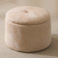 thumbnail image 2 of Chenille Round Storage Ottoman for Living Room, 2 of 6
