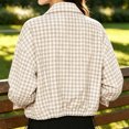 thumbnail image 4 of Aswuknt Womens Checkered Plaid Bomber Jacket Zip Front Lightweight Casual Jacket Long Sleeve Collared Fall Outerwear With Pockets, 4 of 9