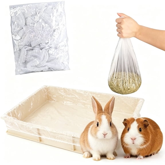 Disposable Rabbit Cage Liner 50 Pcs Guinea Pig Box Tray Plastic Film for Small Animal