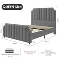 thumbnail image 2 of Velvet Bed Frame, 50.2" Tall Headboard & Footboard, Upholstered Platform Bed Frame with Nailhead Trim, No Box Spring Needed, Noise Free, Solid Wooden Slats, 2 of 8
