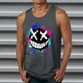 thumbnail image 2 of Dagegui Under $10 Mens 3D Printed Tank Tops Funny Face Tooth Graphic Tees Plus Size Sleeveless Crewneck Shirts Casual Loose Party T-Shirts Gray S, 2 of 5