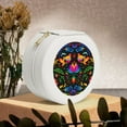 thumbnail image 6 of Yiaed Mexican Flower Traditional1 Print Travel Jewelry Case Bridesmaid Gift Boxes Jewelry Travel Organizer Small Round Jewelry Box Mini Storage-White, 6 of 7