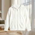 thumbnail image 4 of Girls Fashion Hooded Zip up Knit Sweater Light Weight Drawstring Hood Long Sleeve Jacket for Fall Winter White 170(170), 4 of 5