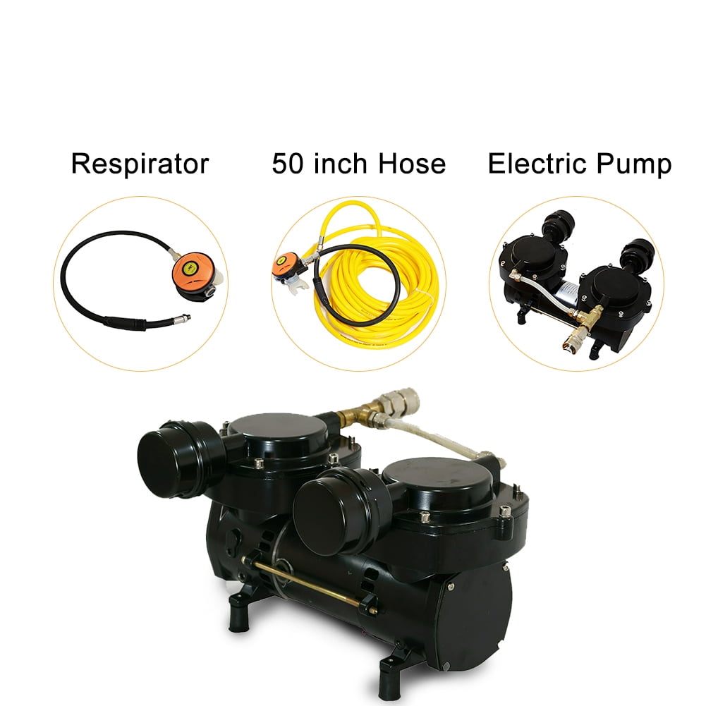 HPDAVV Snorkeling Air Compressor 3rd Lung 3pcs Set with 50ft ABS Breathing Hose & Diving Regulator Powered by 12V DC Battery