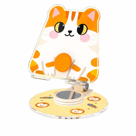 TSBIFV Cute Cat Phone Stand, Adjustable Foldable Phone Holder, Desktop Cell Phone Stand with Anti-Slip Base, Portable Tablet Stand for iPhone Android Desk Accessories