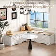 thumbnail image 3 of WARAYZ Farmhouse L-Shaped Breakfast Nook Bench, Corner Bench with Flip-Top Hidden Storage, 350 lbs Capacity, Wood & White, for Kitchen Dining Room, 3 of 7