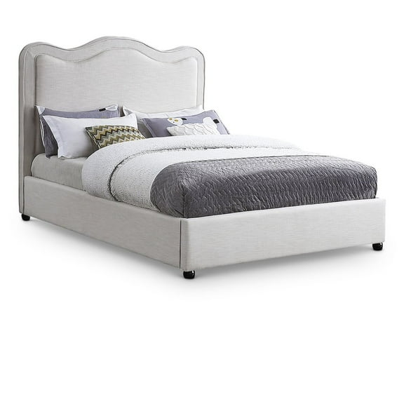 Meridian Furniture Felix Cream Linen Textured Fabric King Bed