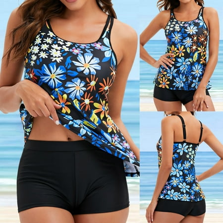 

Tankini Swimsuits For Women Women Slim Cross Sport Bra Vintage Printed Beach Beachwear Swim Tankini Set Bandeau Bandage Bikini Push Up Swimwear Bathing Suit Two Pieces Swimsuits Swimdress