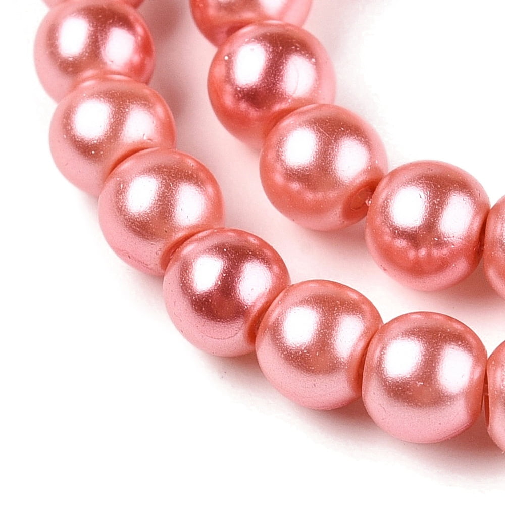 Baking Painted Pearlized Glass Pearl Round Bead Strands Salmon 4~5mm Hole: 1mm about 200~210pcs/strand 31.4 inch
