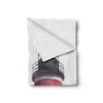 thumbnail image 2 of Lighthouse Soft Flannel Fleece Blanket, Lighthouse and Seagulls on the Beach Navigational Aid Seaside Waterways Art, Cozy Plush for Indoor and Outdoor Use, 60" x 80", Red Grey White, by Ambesonne, 2 of 6