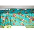 thumbnail image 4 of Cotton Window Valance Floral Print 58 Inch Wide Vintage Floral Large Roses Teal, 4 of 4