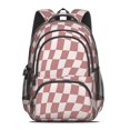 thumbnail image 2 of Pink Wavy Checkered Pattern Backpack for School, Cute School Bag with Adjustable Shoulder Straps and Padded Back, 16.9"x12.6"x5.9", 2 of 4