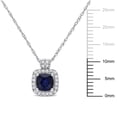 thumbnail image 2 of Everly Women's 3/4ct TGW Diffused Sapphire and 1/10ct TW Diamond White Gold Halo Pendant with Chain, 2 of 9