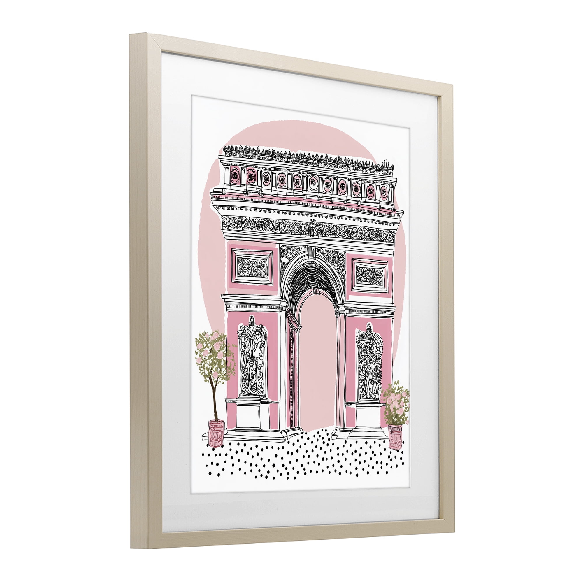 Stupell Industries Pink Neoclassical Archway Birch Framed Print Under Glass, design by Jess Stempel
