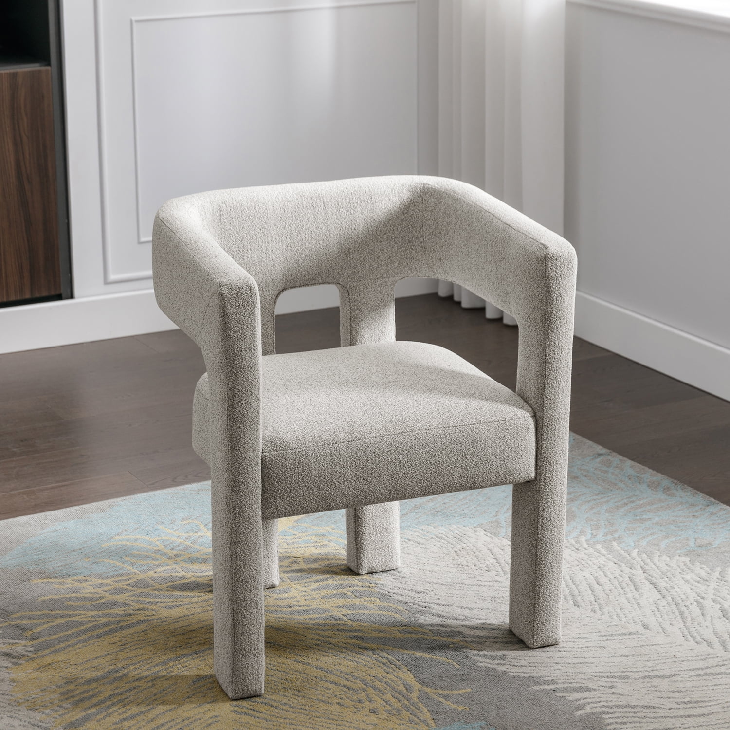 Kadyn Upholstered Accent Chair, Fabric Single Sofa Chairs for Living Room, Linen Armchair for Dining Room, Gray