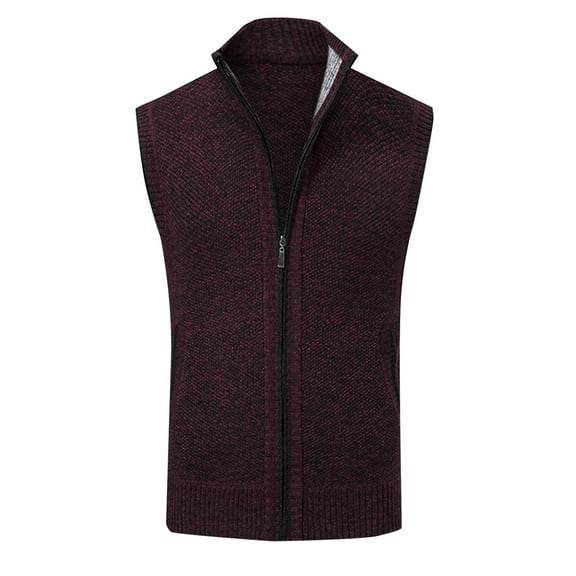 uikmnh Mens Autumn and Winter Fashion Casual Standing Neck Zipper Pocket Knitted Sweater Vest