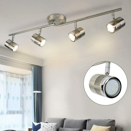 Dllt Led Track Light Adjustable 4 Lights Lighting Fixture Flush Mount Ceiling Spot For Kitchen Dining Room Bedroom Hallway Entryway 3000k Warm 3w Gu10 Bulbs Included Canada Dllt Led Track Light Adjustable 4, Led Track Lighting Fixtures For Kitchen