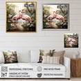 thumbnail image 4 of Designart "Tropical Flamingo Romance" Animals Framed Wall Art - Traditional Green Flamingo Bedroom Framed Canvas Wall Art, 4 of 6